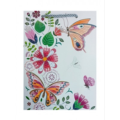 Пакет бумажный "Бабочки и цветы" 31x40x12 L кратно 12